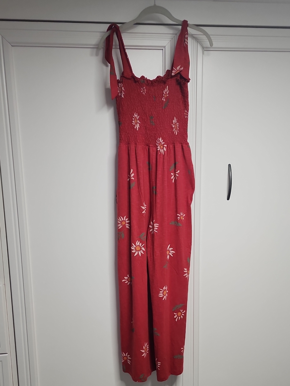 Toad&Co Red Floral Smocked Jumpsuit